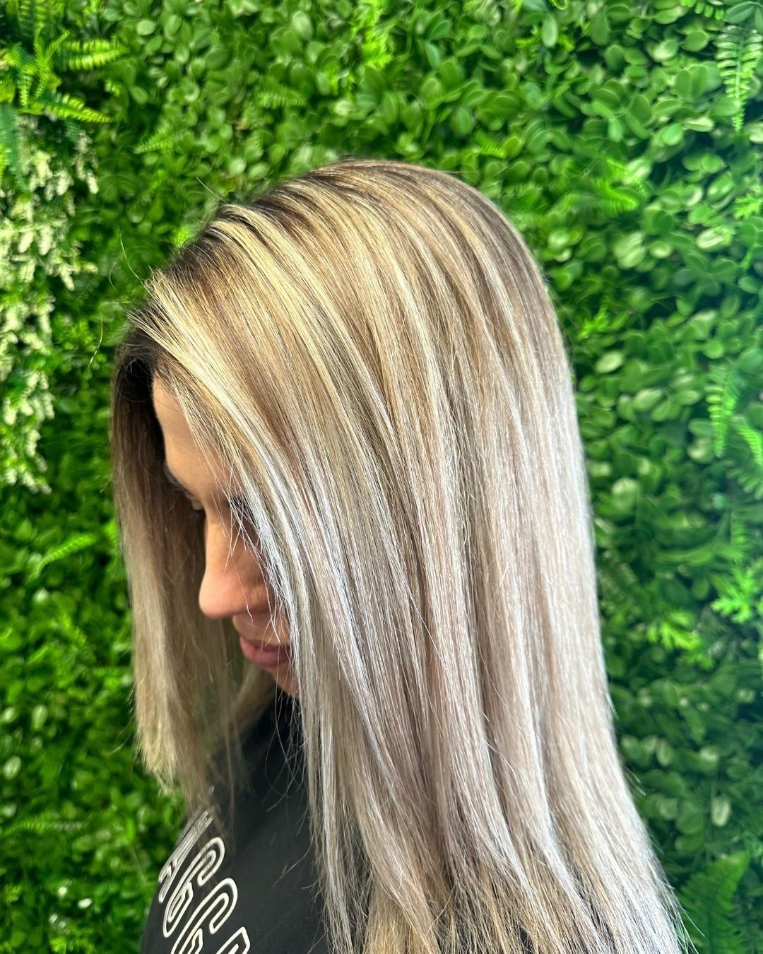 Blonde highlights finished smooth and glossy at Astair Organic Hair
